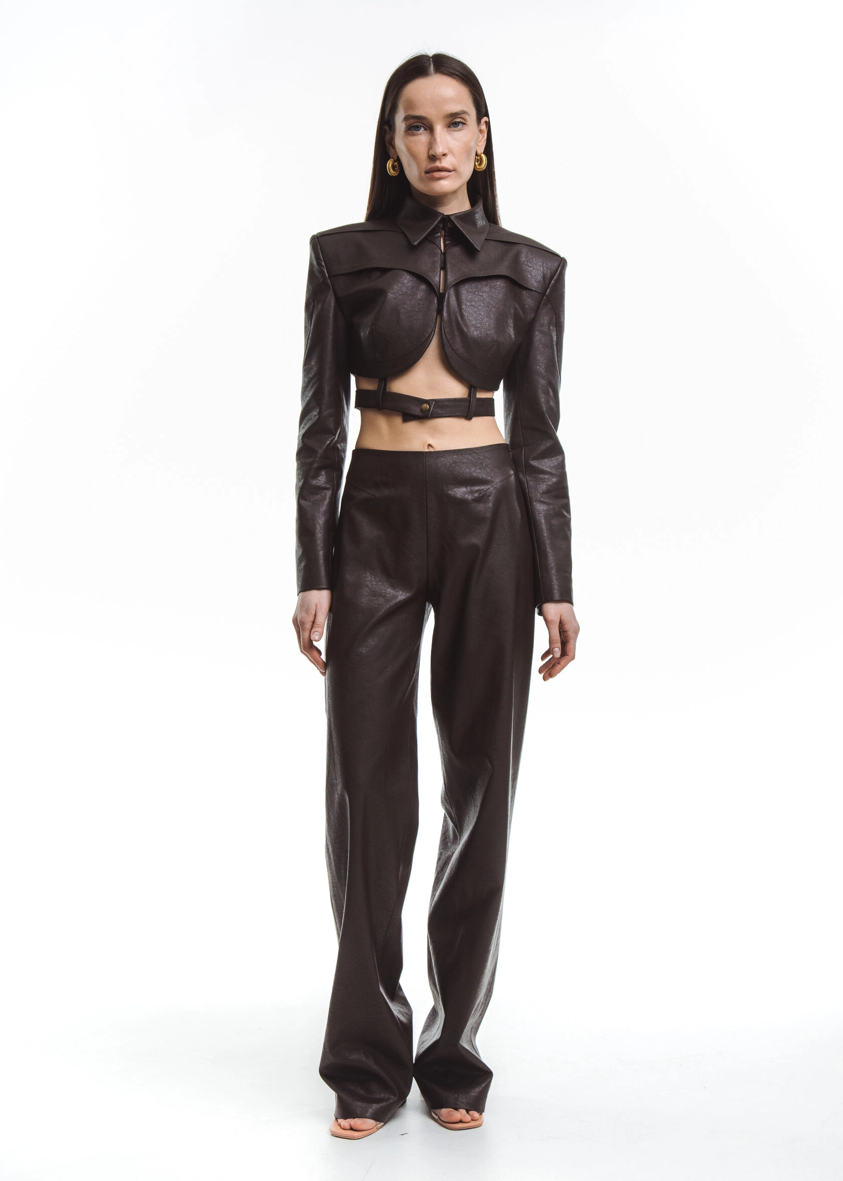 Кожаные брюки DRAGON(ДРАГОН) в коричневом цвете - Коричневый - 40-42 (XS-S)