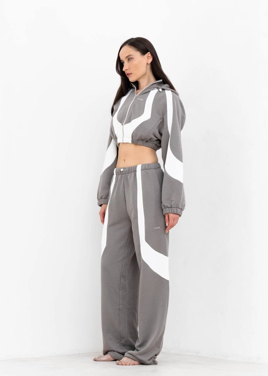 Худи YANG в серо-белом цвете - 40-42 (XS-S) - Серо-белый