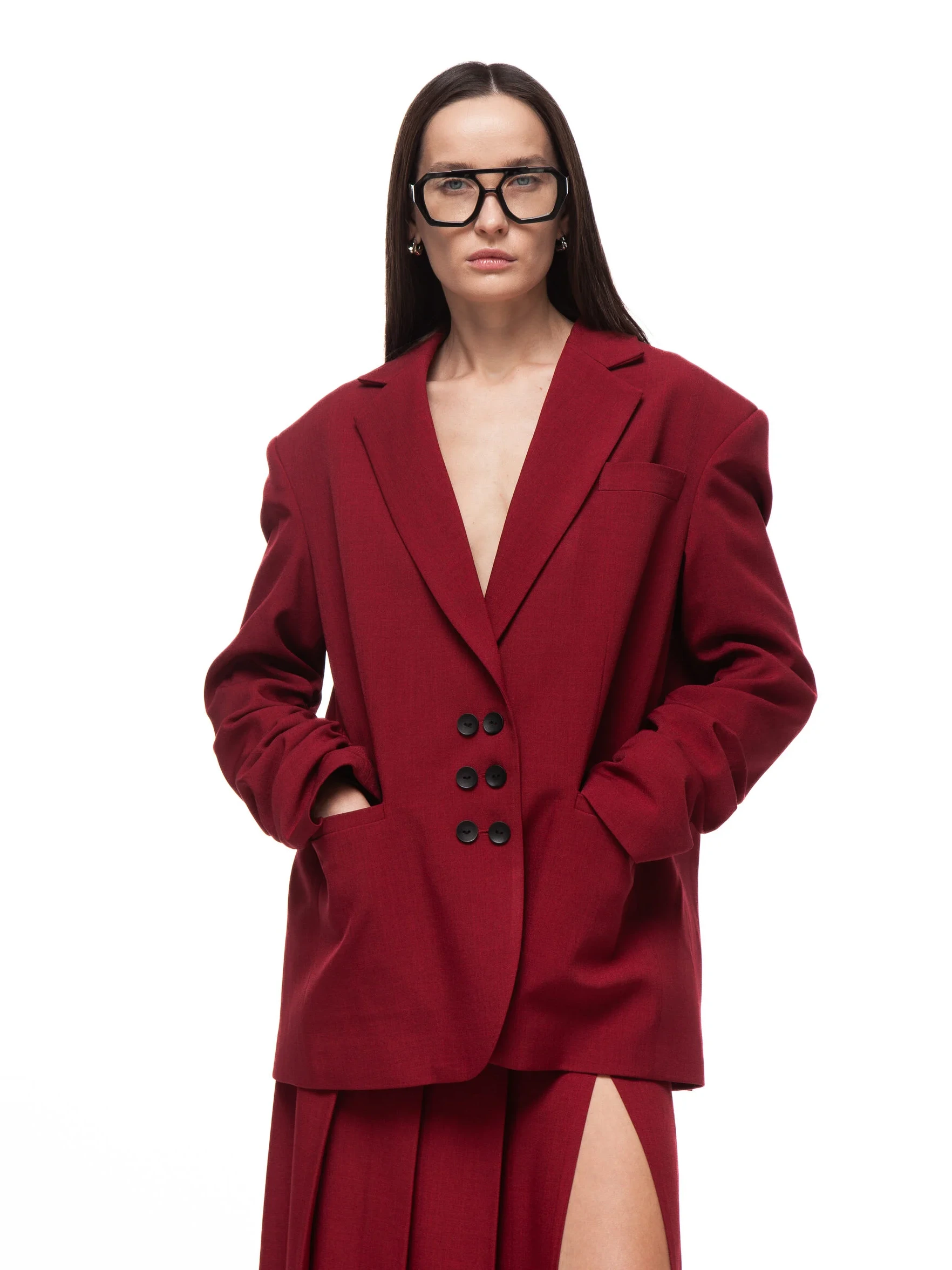 Пиджак CHERRY LOST (ЧЕРРИ ЛОСТ) в бордовом цвете - 40-42 (XS-S) - Бордовый